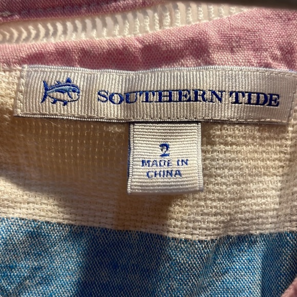 Southern Tide Striped Cotton Linen Sleeveless Dress 2 - Picture 3 of 7